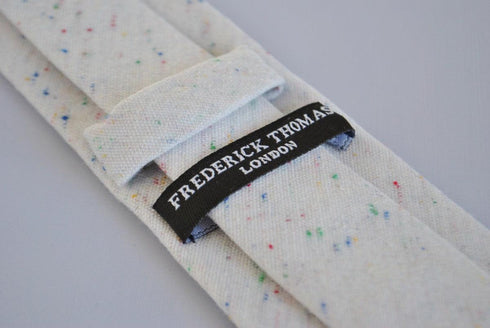 white speckled linen tie in classic width